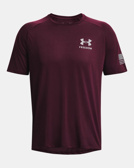 Men's UA Tech™ Freedom Short Sleeve T-Shirt, Maroon, pdpMainDesktop image number 4